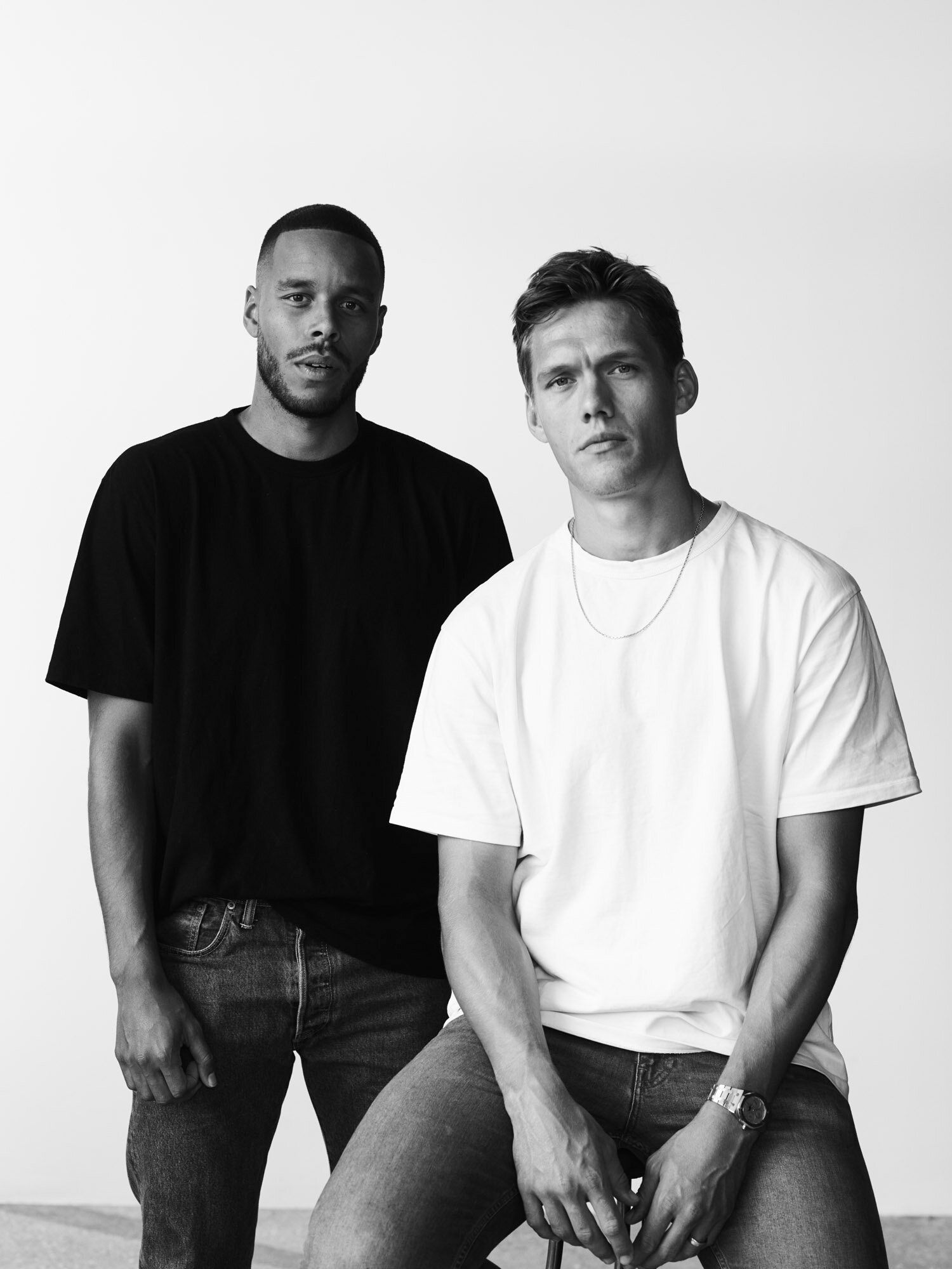 Jannik Vestergaard and Mathias Zanka pose together in casual attire against a plain background.